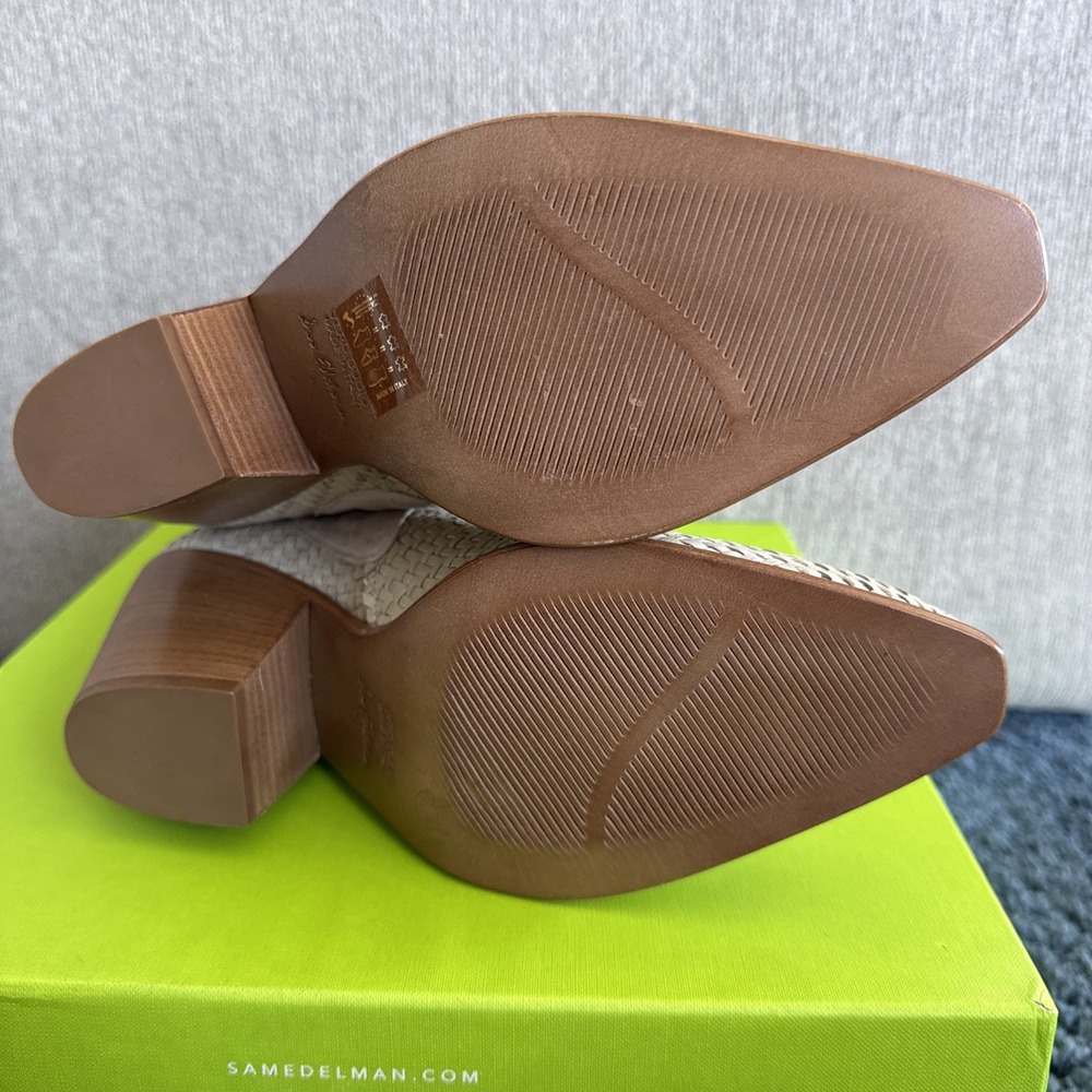 Sam Edelman Tracy Off White Stacked Heel Pointed Toe Pull On Western Boots NIB - Picture 7 of 8
